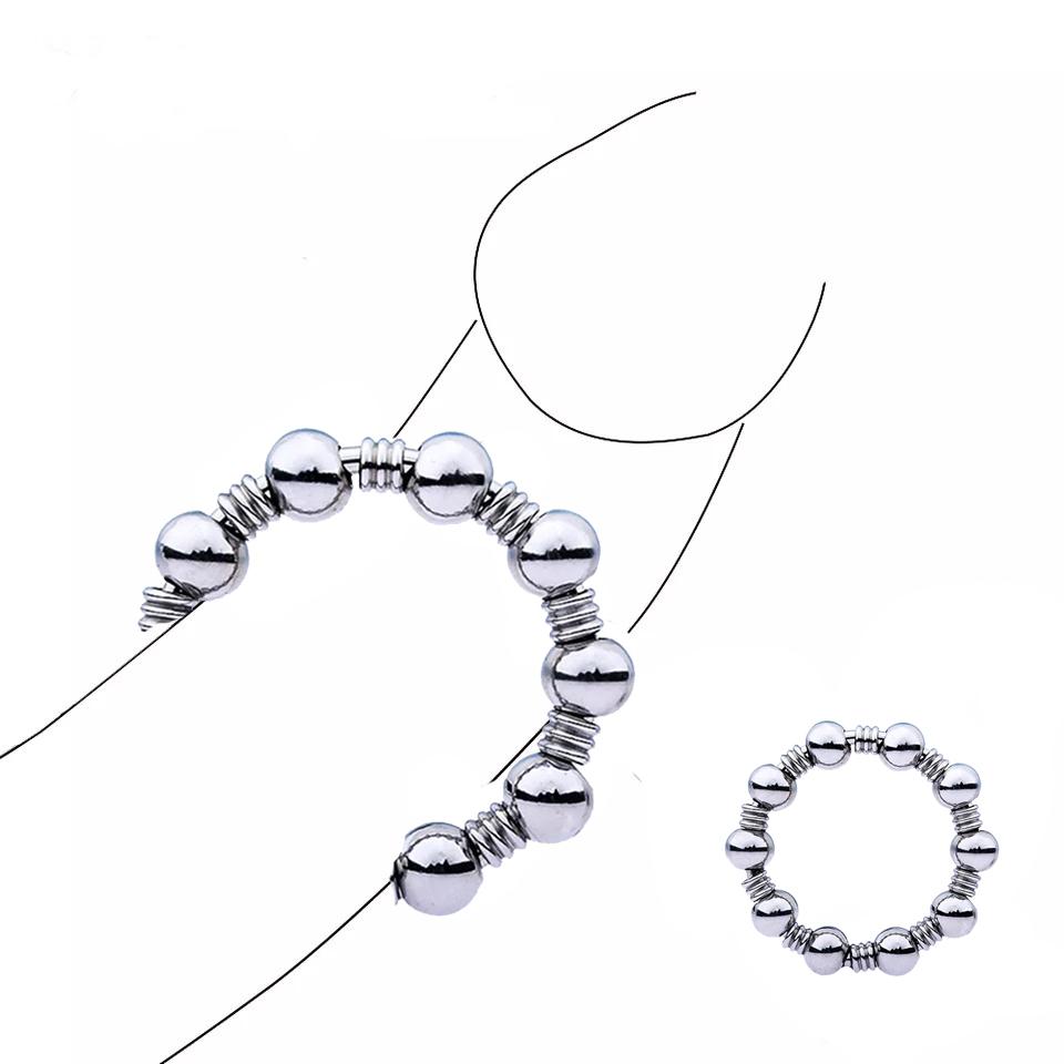 Новые 10 бусин из нержавеющей стали, кольцо на член, металлический пенис, секс-игрушки, товары для взрослых, мужчин, геев, мужское стопорное кольцо, удлинение яичек