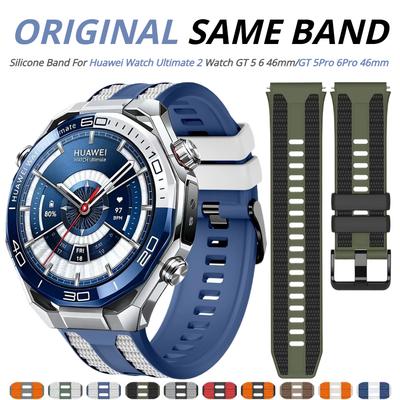 1:1 Оригинальный силиконовый ремешок для Huawei Watch Ultimate 2 Ремешок для GT6 GT5 GT4 GT3 Pro 46 мм Двухцветный браслет 22 мм Ремешки для часов
