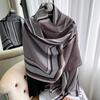 Autumn Korean Style Geometric Cotton Linen Scarf for Women Warm Scarf Shawl Beach Towel Mid-length Style