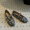 Cowhide Version~ Niche Design Flat Bottom Inner Increase Mary Jane Shoes Leather Metal Rivets Hollow Ballet Single Shoes Women