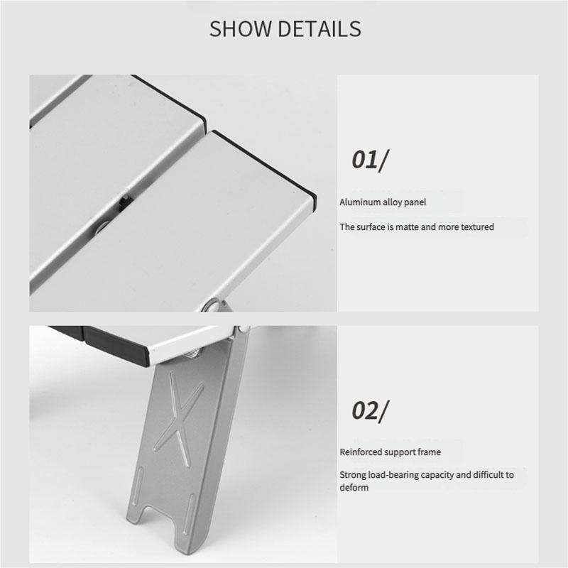 Ultralight Aluminum Folding Table Portable Mini Camping Desk Compact Design for Tent Picnic Outdoor Travel Tea Party