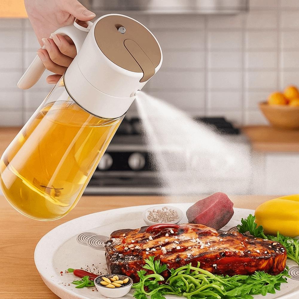 Leakproof 2 in1 Oil Sprayer Food Grade Glass Sauce Seasoning Container Oil Spray Bottle Air Fryer