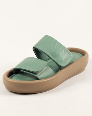 Шлепанцы на липучках 93201 36 мятные кожа