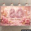 2D Glitter Pink Silk & Rose 80th Birthday Photography Background