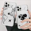Подходит для iPhone16, чехол для мобильного телефона с парой, карта любви, мужской и женский чехол для мобильного телефона с линиями самолетов
