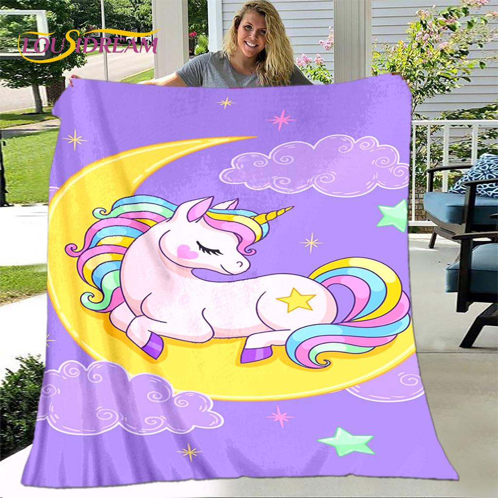 Cartoon Cute Unicorn Blanket,Flannel Blanket Throw Blanket,Children's Warm Blanket for Living Room Bedroom Beds Sofa Travel Gift