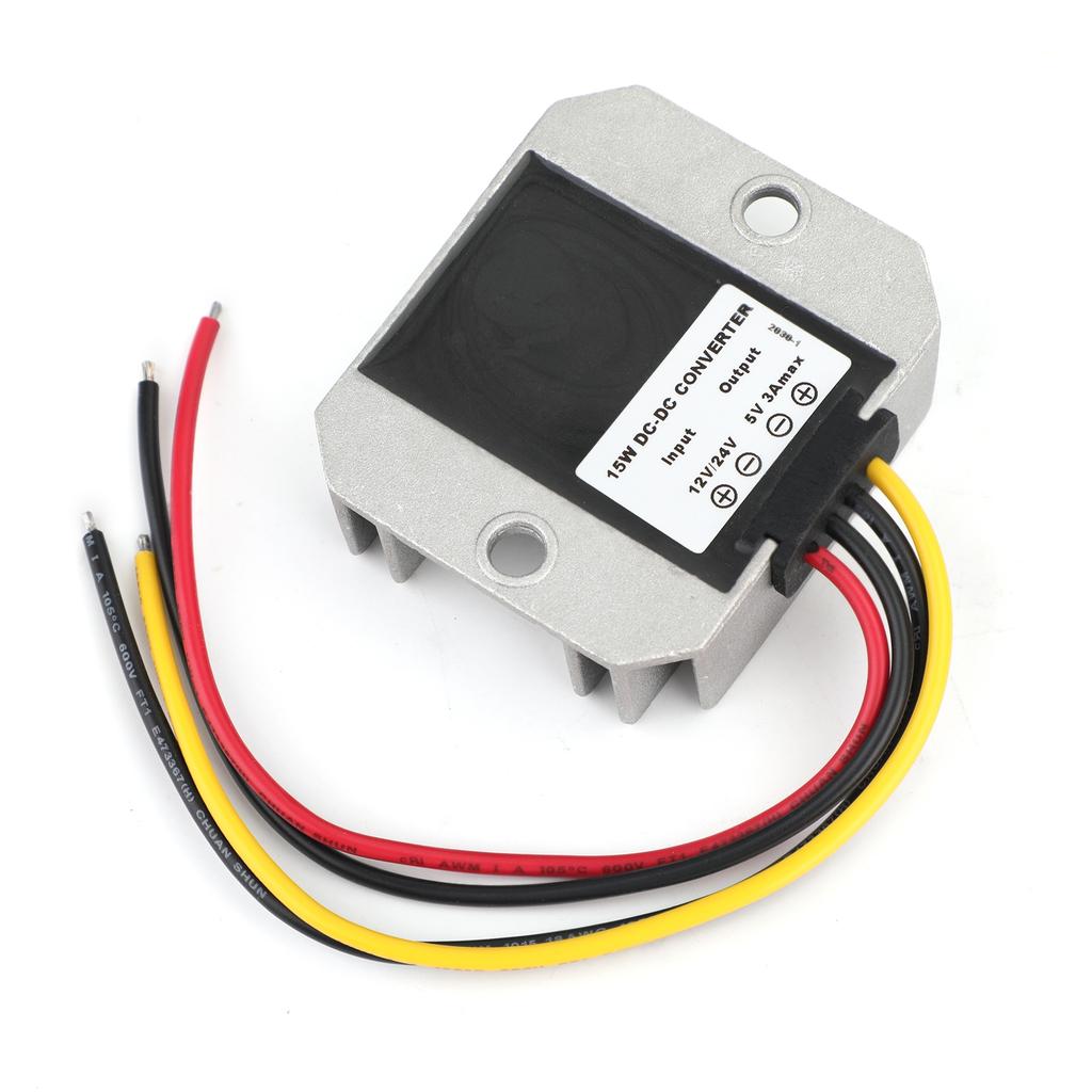Areyourshop Водонепроницаемый 12В/24В на 5В 3А 15Вт Понижающий DC/DC Преобразователь Напряжения Регулятор