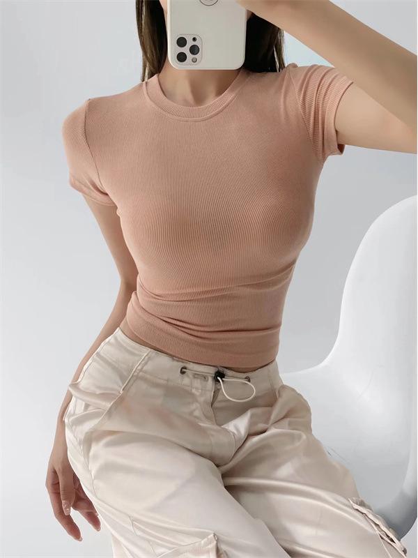 Pure Desire Женская летняя футболка с круглым вырезом в рубчик 'Spicy Girl'