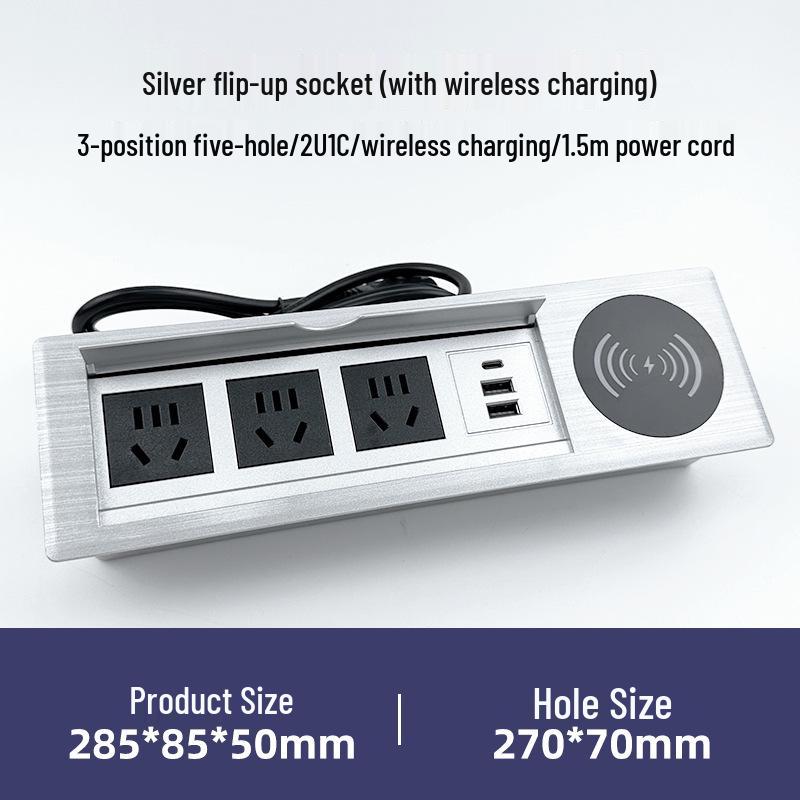 Офисный стол с откидной столешницей, встроенным беспроводным зарядным устройством и сетевым фильтром