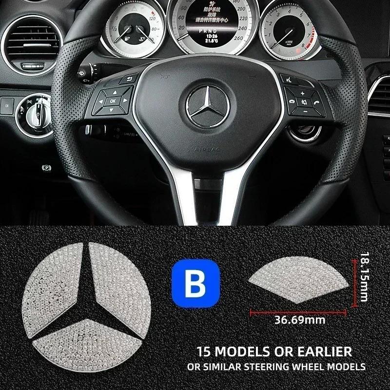 cftxga1 2025 Hot Car Steering Wheel Emblem Sticker Diamond Accessories For Mercedes Benz AMG W205 W211 W212 W213 X253 W166 W167 W117 W24