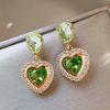 1 пара висячих серег со стразами и геометрическим гальваническим покрытием, легкие роскошные серьги-капли в форме сердца, ювелирный аксессуар