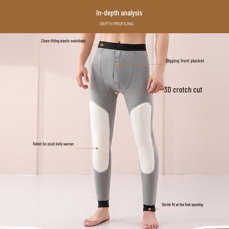 Мужские зимние термоштаны с кроличьим флисом, защита коленей и талии