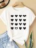 (Asian Size) Love Heart Style Trend Women Casual Short Sleeve T Tee Top Clothing Shirt Fashion Printed Lady Female Graphic T-shirts