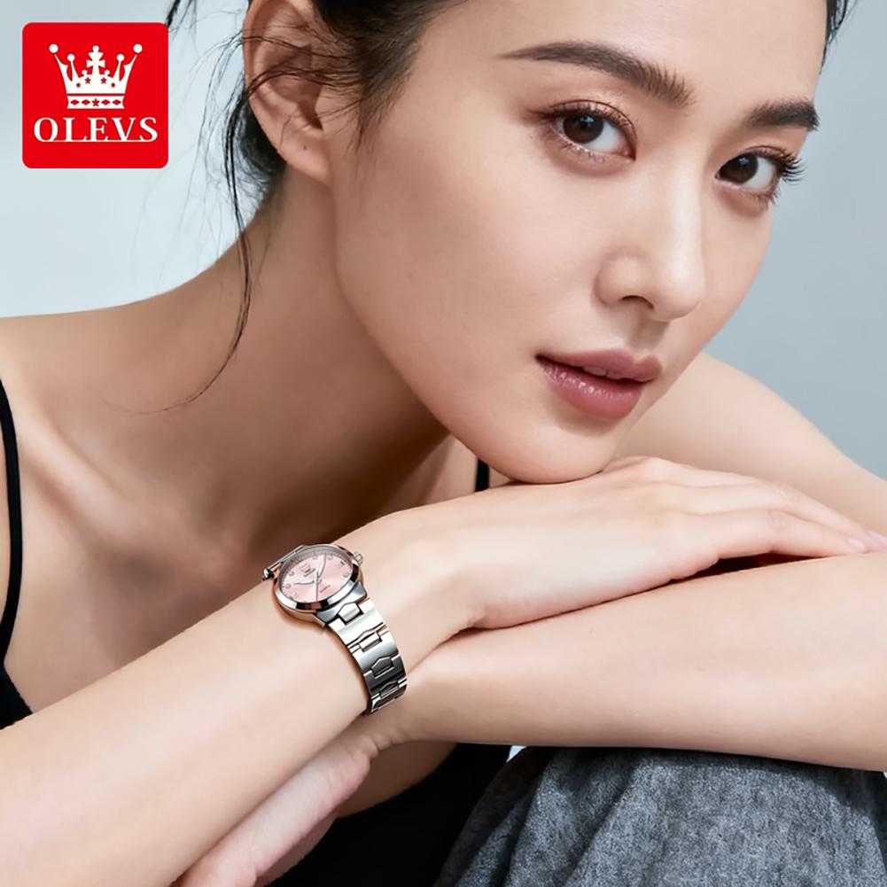 OLEVS Women's Watches Trend Fashion Original Brand Wristwatch for Girl Waterproof Stainless Steel Luminous 3735 Elegant Luxury