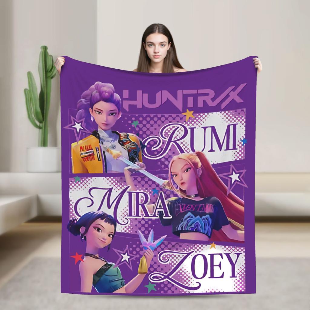 Huntrix HUNTRX Rumi Kpop Demon Hunters Blankets Пушистый, потрясающий, теплый плед для дома на зиму