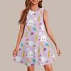 Девочки мода повседневный без рукавов круглый вырез пасхальный принт платье