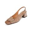 Fashion 2025 Retro Buckle Genuine Leather Sheep Suede Women Sandals Spring Summer High Heel Mature Dress Office Lady Pumps Shoes Woman