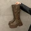 Thick-soled Heightening Maillard Brown Boots Women's 2025 New Autumn and Winter But Knee-thin Knight Boots Long Boots