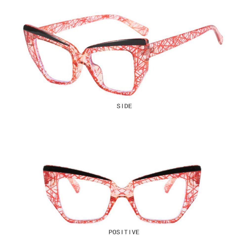 Retro Colorful Cat Eye Glasses Frame Colorable Lens Big Frame Anti Blue Light Glasses Clear Lens Protective Eyewear Travel