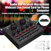 V8 Audio USB External Sound Card Headset Microphone Webcast Personal Entertainment Streamer Live Broadcast for PC Computer Phone Black