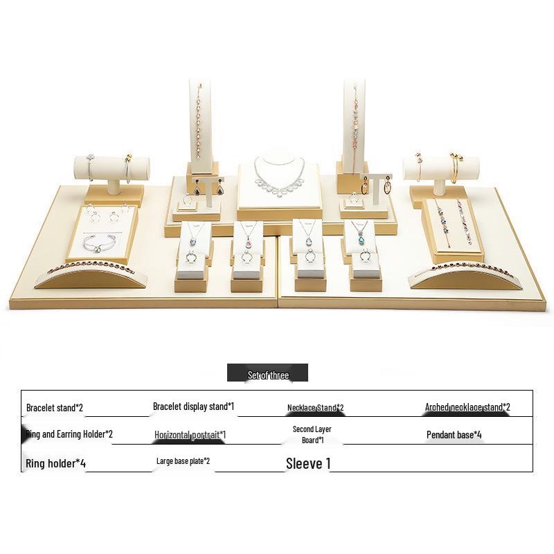 Бежевая подставка для демонстрации ювелирных изделий из жадеита из ПУ кожи для колец и подвесок