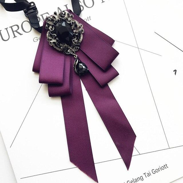 Винтажная брошь в виде галстука-бабочки из ткани с кристаллами, корейская мода, галстуки-бабочки, галстуки для женщин, белый рубашечный воротник, роскошные ювелирные аксессуары