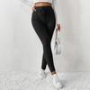 Women's Casual Pants with Ribbed Waistband High-Waisted Tie-Waist Warm Comfortable Tight-Fitting 9-Inch Pants for Home Use