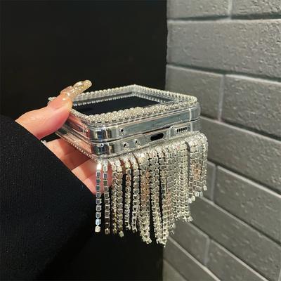 Роскошный чехол для телефона с кристаллами и бриллиантами и кисточкой для Samsung Galaxy Z Flip 6 5 4 3 Flip5 Flip6 Flip4 Обложка Модные милые чехлы для девочек Capa