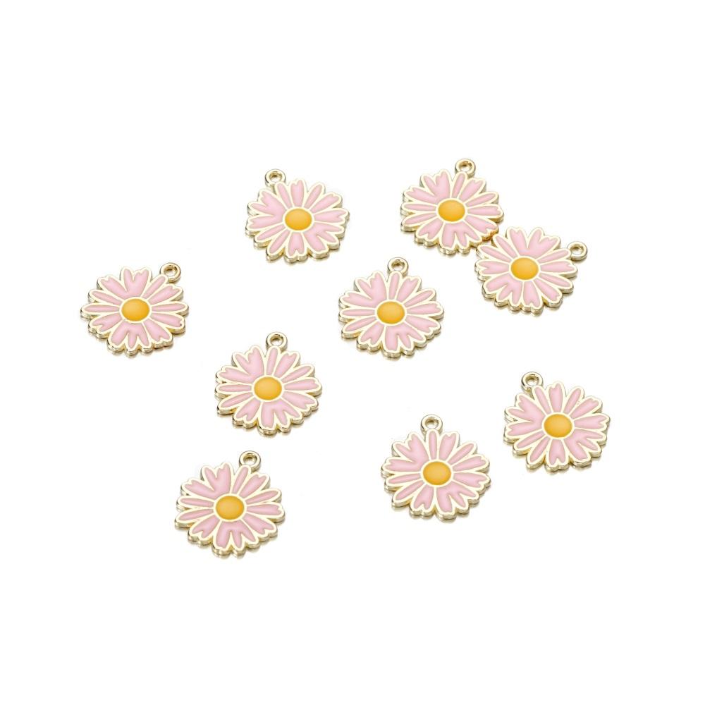 10Pcs/lot Mix Style Colorful Flower Pendants Enamel Metal Necklace Bracelet Charms For DIY Jewelry Making Supplies Accessories