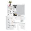 Makeup Vanities Vanity Desk with Sliding Mirror, Bedroom Dressing Table, Makeup Desk with 6 Drawers Bedroom Furniture