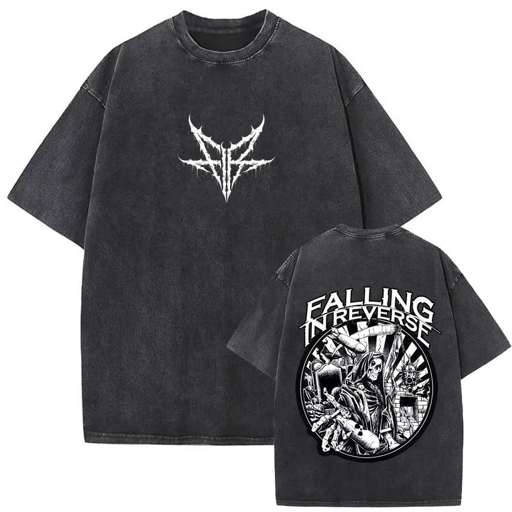 Рок-группа Falling in Reverse Выстиранная винтажная футболка Мужская Женская Повседневная Оверсайз футболка Мужская Высококачественные хлопковые футболки