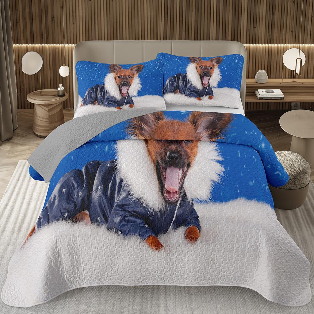 Забавный плед для собаки Твин Квин Каваи Животное Покрывало Мультяшный Домашний Питомец Собаки Постельный Набор Для Мальчиков Девочек Двусторонние Стеганые Покрывала