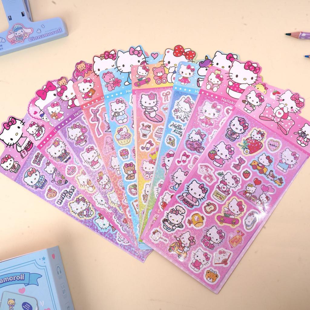 Набор лазерных блестящих наклеек Sanrio из нескольких серий, Наклейки для награждения детей, Материал для декора студенческого дневника, Подарочная упаковка