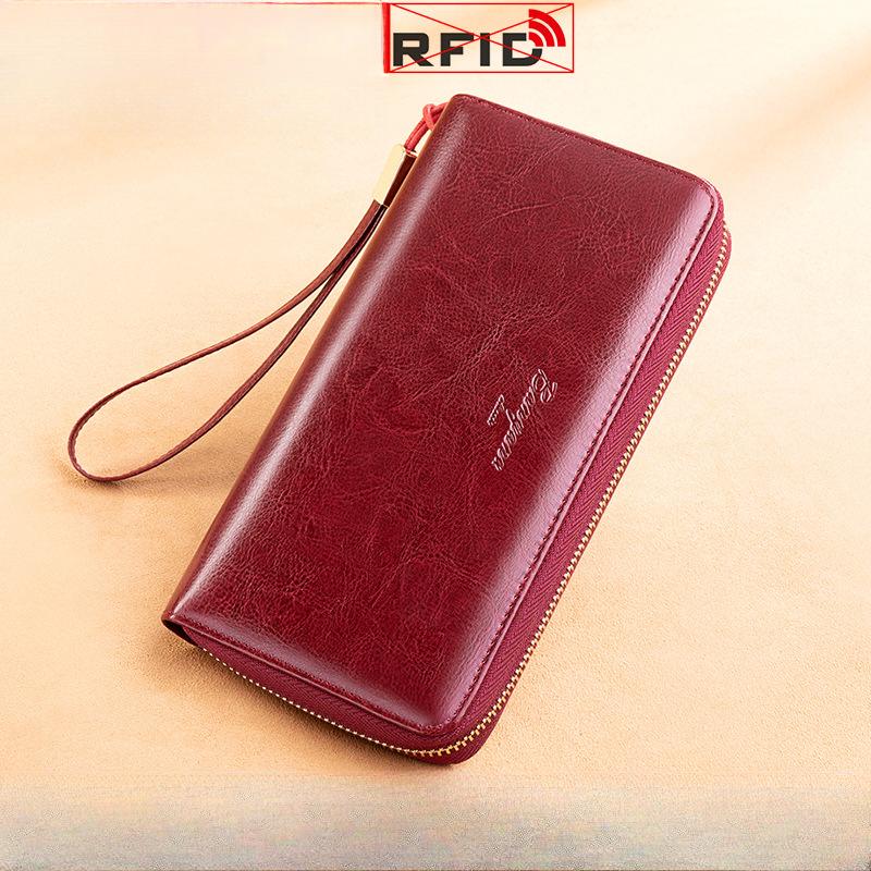 Женский длинный кошелек с защитой от RFID-кражи - Кошелек-клатч, Кошелек для монет и Держатель для карт