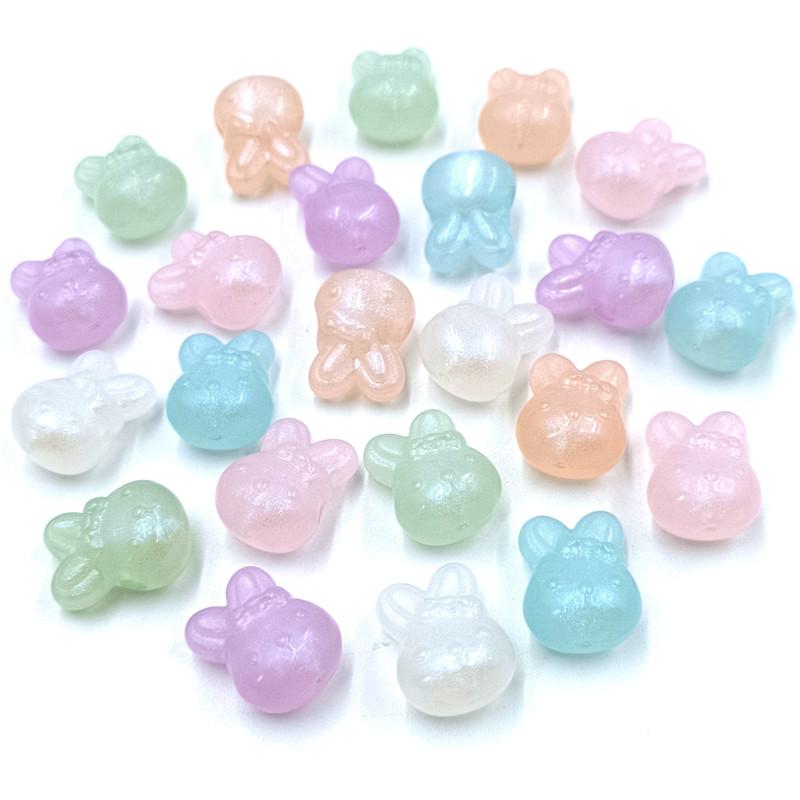 Material Round Pendant Charms Bowknot Rabbit Flat Love Heart Beads 10Pcs Fluorescent Handmade DIY Jewelry Accessories Arcylic Fashion Accessories
