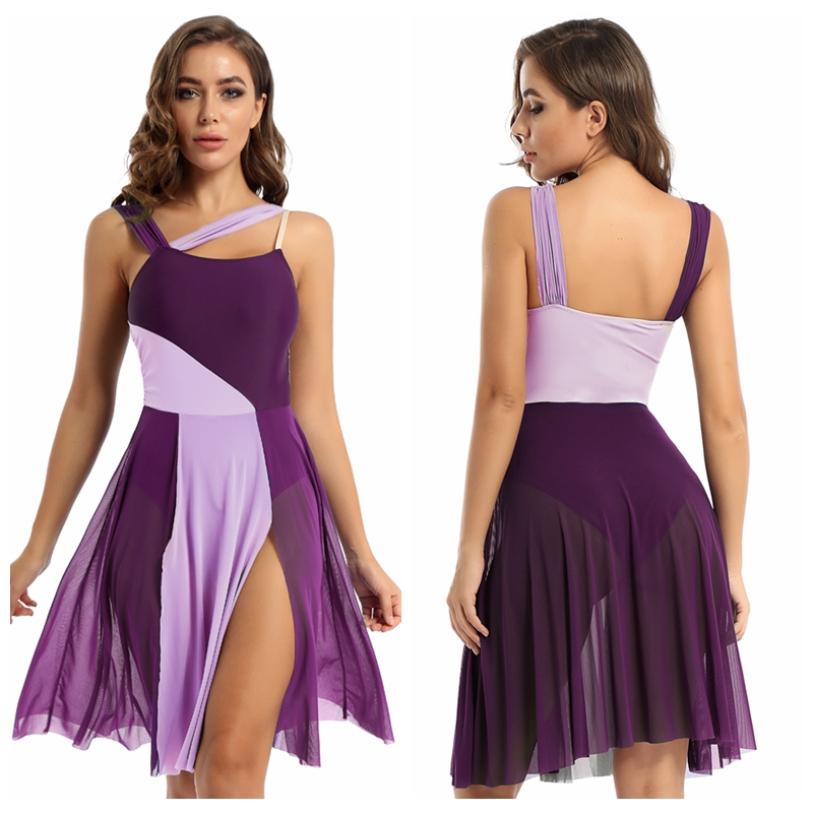 Женское лирическое танцевальное платье, современный балетный костюм, цветное трико, платье