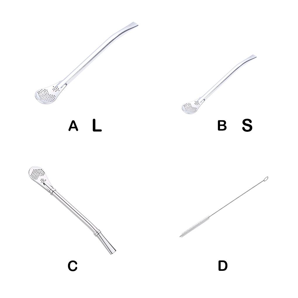 Ложка-соломинка из нержавеющей стали, длинная бомбилья, щетка для очистки фильтра для чая, инструменты для размешивания двойного назначения, инструменты для домашнего бара