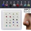20Pcs/Box Women Flower  Nose Stud Body Piercing Jewelry