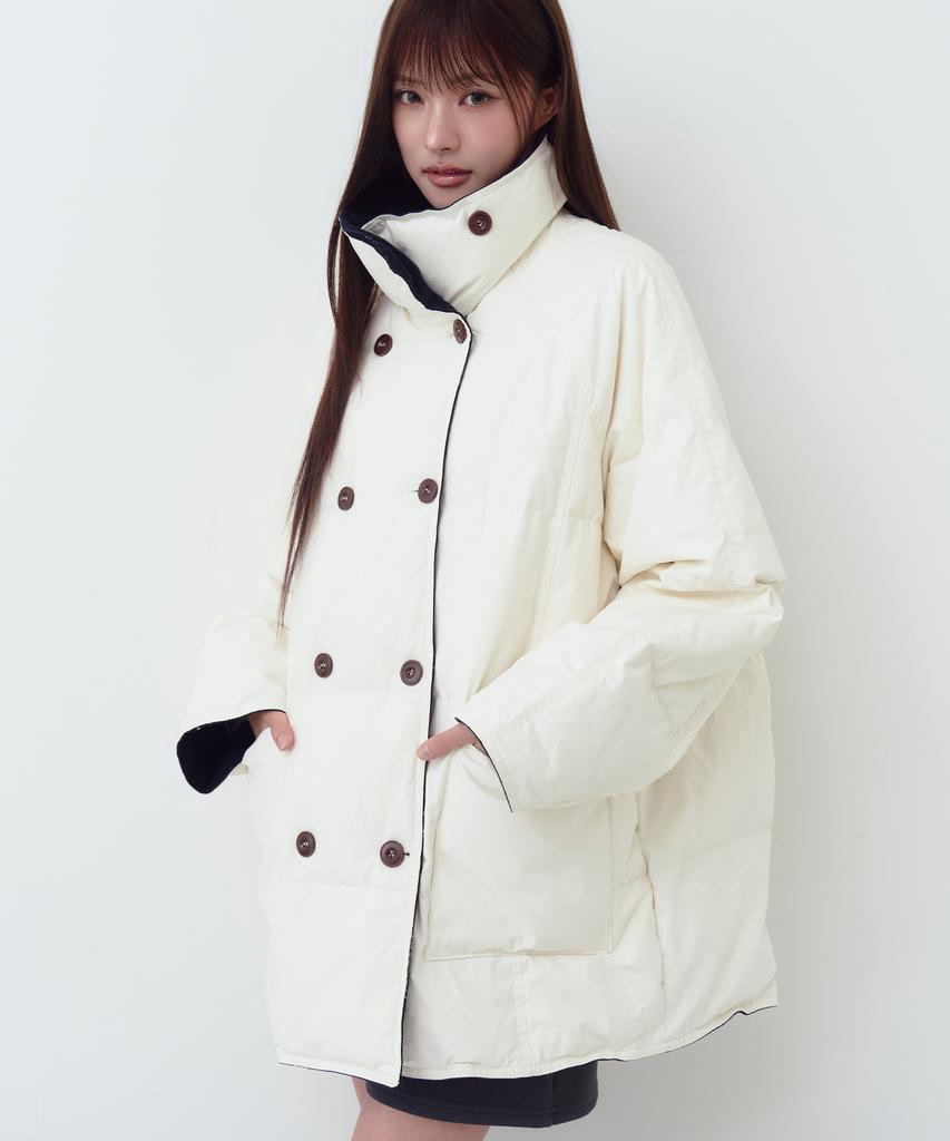 THE GREEN LAB Corduroy Color Block Padded Peacoat [Ivory]