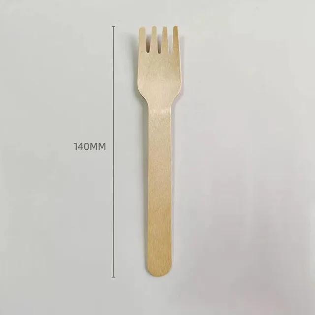 100pcs Disposable Wooden Spoon Knife Forks Biodegradable EcoFriendly Tableware Western Dessert Ice Cream Scoop for Party Picnic