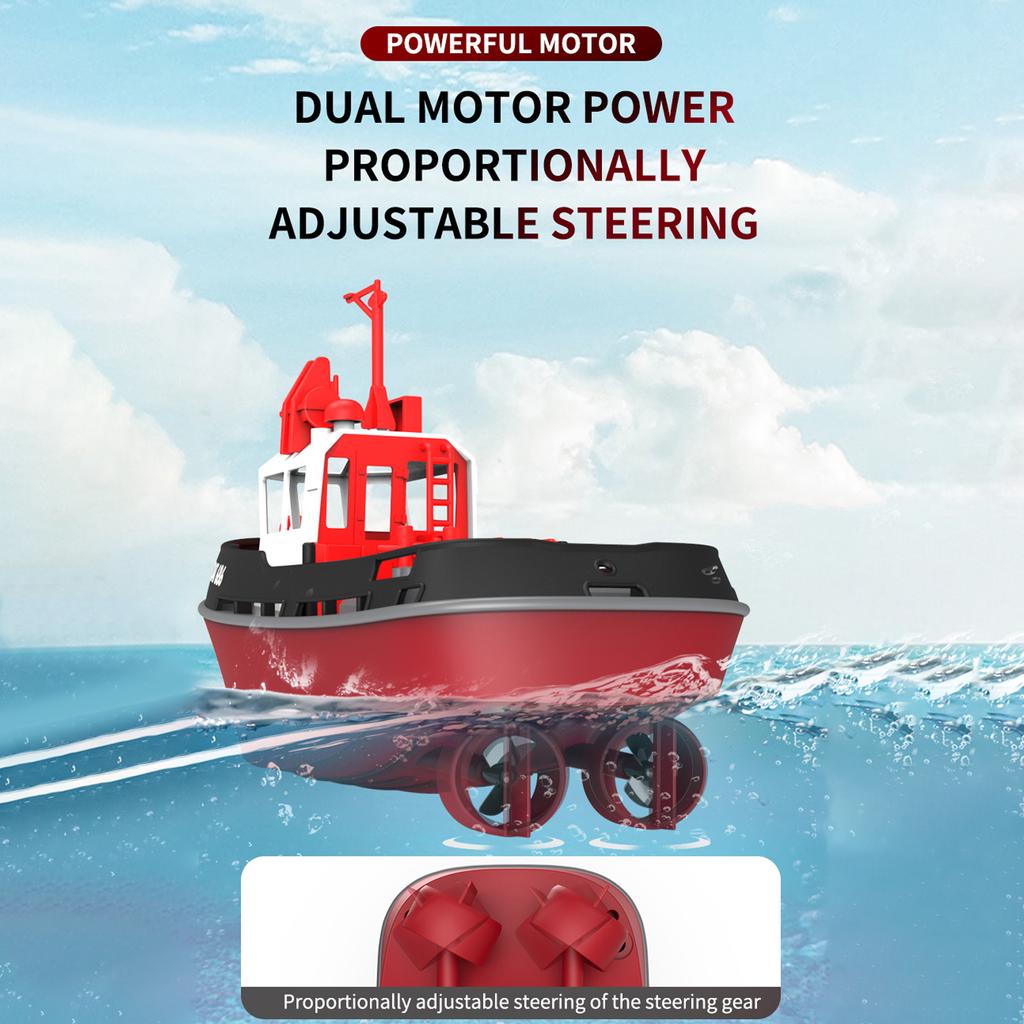 Remote Control Boat, 1:72 Remote Control Boat for Pool & Lake, 2.4GHz Remote Control Tugboat for