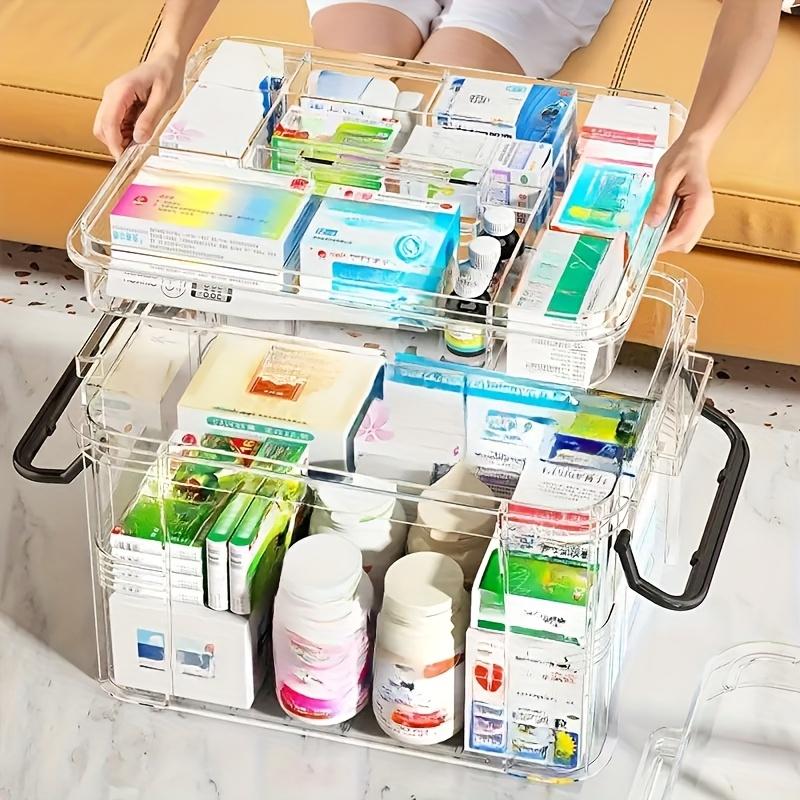 1 шт. Коробка для хранения лекарств - Ярусный органайзер для таблеток | Прозрачный дизайн и портативная ручка, Компактный для домашнего/дорожного использования