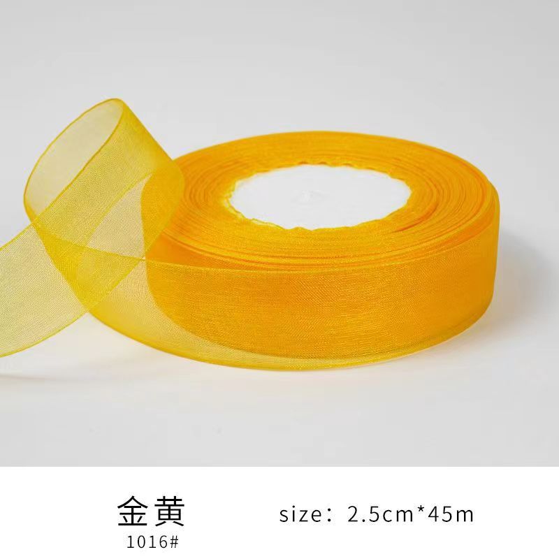 Органза Лента Прозрачная Шифоновая Лента Оптом для Упаковки Декорирования Валентина Свадьба День Рождения Букет Гирлянда(50 ярдов в рулоне, яркий цвет)