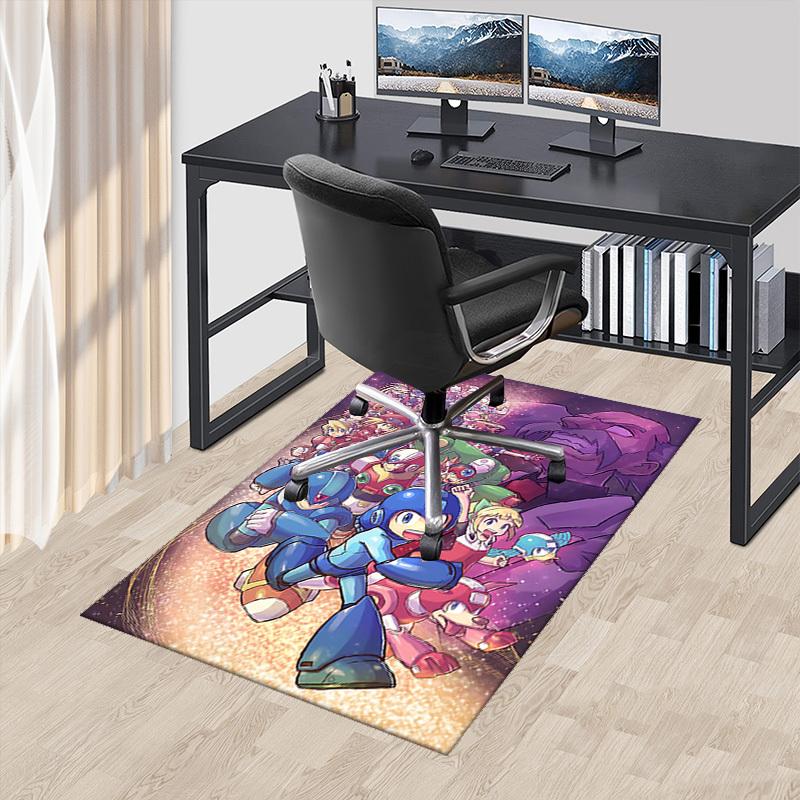1pc Mega Man Anime Cartoon Design Office Chair Mat Non-Slip Carpet for Home Decor, Gaming Room, Seasonal Gift.Y075