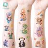 Красочные милые мультяшные животные блестящие татуировки наклейки для детей
