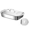 With Lid Grilling Tray Stainless Steel Grilled Fish Plate BBQ Plate Roaster Pan  Oven