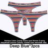 3PCS/Set Rainbow Colorful Striped Cotton Women Panties Sexy G-String Underwear Femme Finetoo Band Thong Intimate T-Back Lingerie