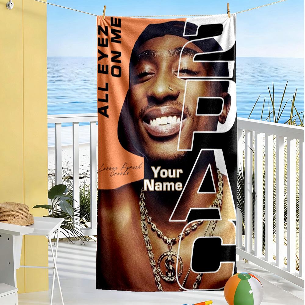 2pac Personalized Name Beach Towel Quick-Dry Soft Microfiber Portable for SwimmingBeachCamping Travel Beach AccessoriesGym