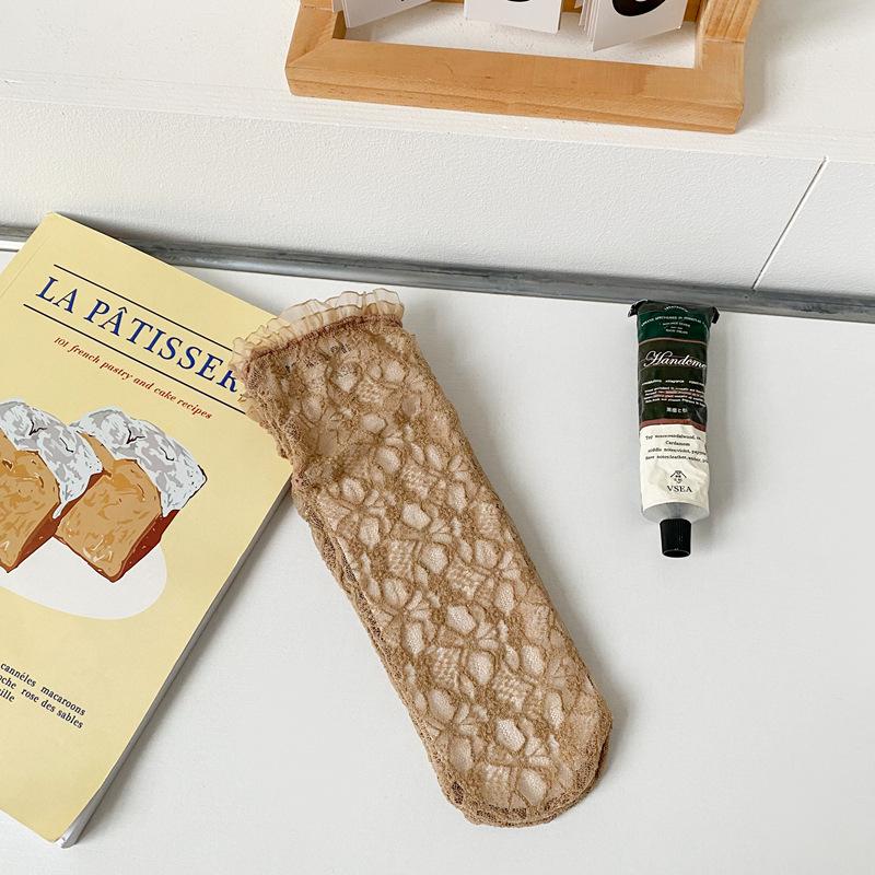 Сетчатые кружевные носки женские летние ажурные тонкие дышащие свободные длинные носки JK Lolita Sweet Girls Kawaii милые носки с оборками