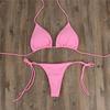 Women's Swimwear Solid Color Bikini Set Halter Sexy Thong Brazilian Beachwear Bathing Suits